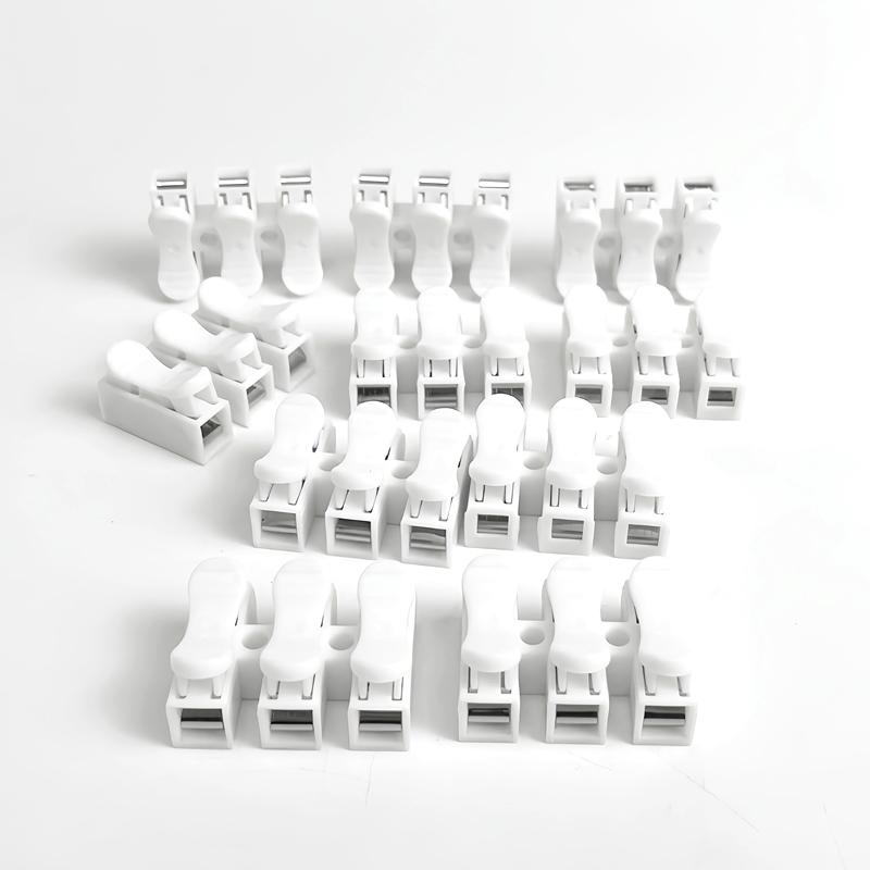 100pcs 2/3 Pin Push-in Spring Loaded Connector, CH2 CH3 5A 250V Wire Cable Connector for Electrical Lighting