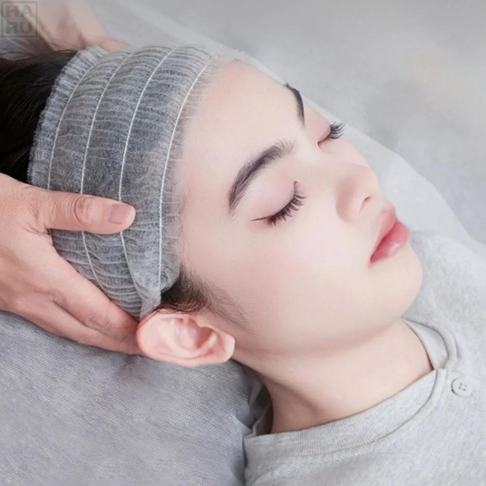 Skin shop disposable hairband, dermatology hair fixing shower band 100pcs