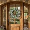 Flocked Lambs Ear Lavender Wreath Lifelike Door Hanging Wreath Spring Door Wreath Indoor Outdoor