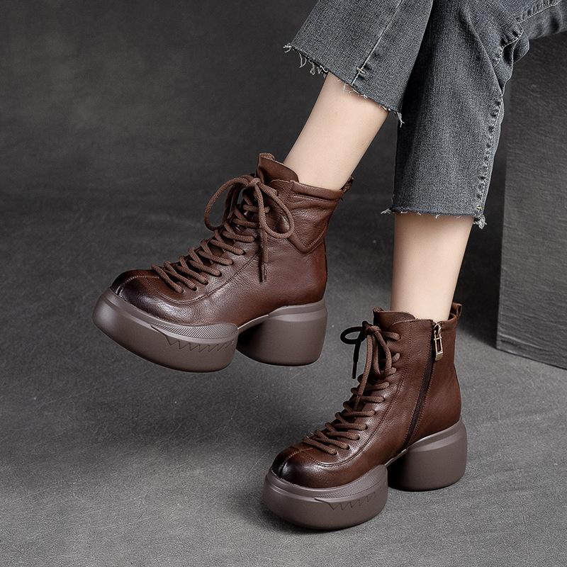 Herbst und Winter neue Retro-Rundkopf-Damen-Kurzstiefel Muffinsohle Martin-Stiefel Britische trendige coole vielseitige Damenschuhe