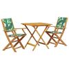 VidaXL 3-piece Bistro Set Leaf Pattern Fabric and Solid Wood, Garden Bistro Set, Balcony Set, 3281884
