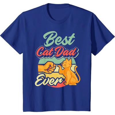 Gelmiş Geçmiş En İyi Kedi Babası Retro Vintage En İyi Kedi Babası Hediye Tişört Günlük Pamuklu Dört Mevsim Tişörtler Grafik Tişörtler