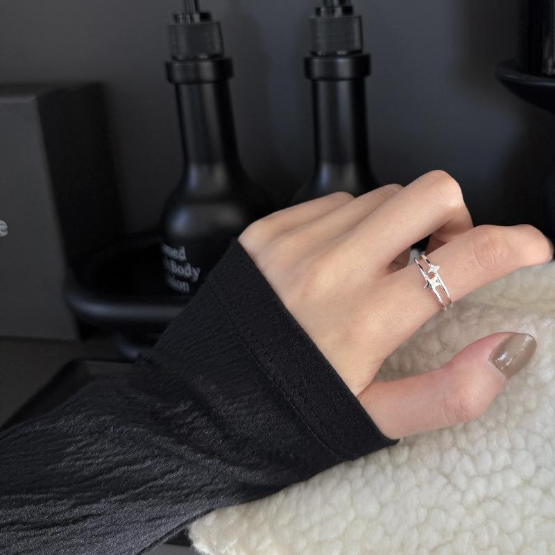 Sam Panda 925 Silver Simple Ring For Women Fine Jewelry Finger Adjustable Open Vintage Big Ball Ring For Party Birthday