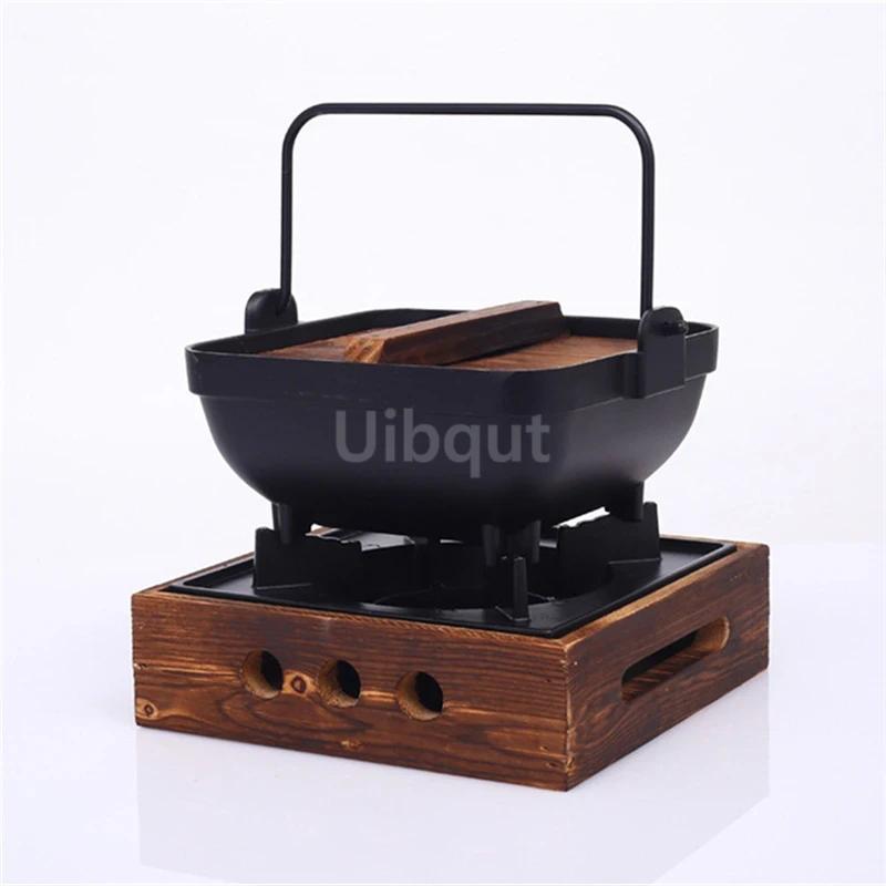 Hand held Household one person food pots Creative wooden lid hanging pot Shouxi Soup Pot bbq grill Japanese style hanging pots