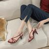 French Heel Sandals Women Summer Slim Strap Handmade High Heel Open Toe Dress Shoes New Arrival
