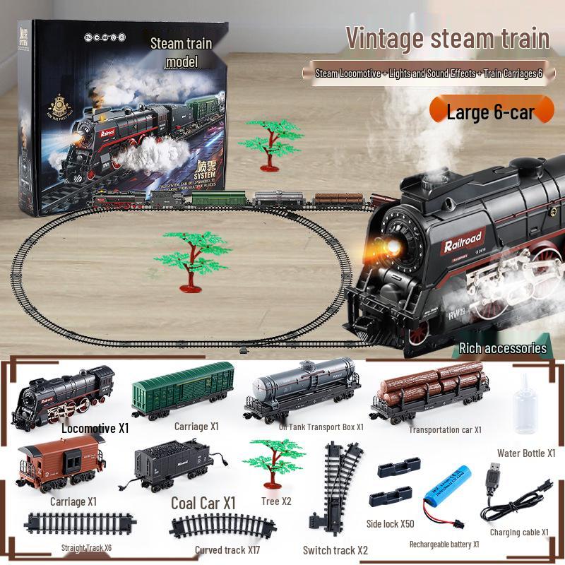 

Набор электрической железной дороги со звуковыми, световыми и паровыми эффектами - Игрушка в ретро-стиле Rechargeable Lithium Battery + Data Cable