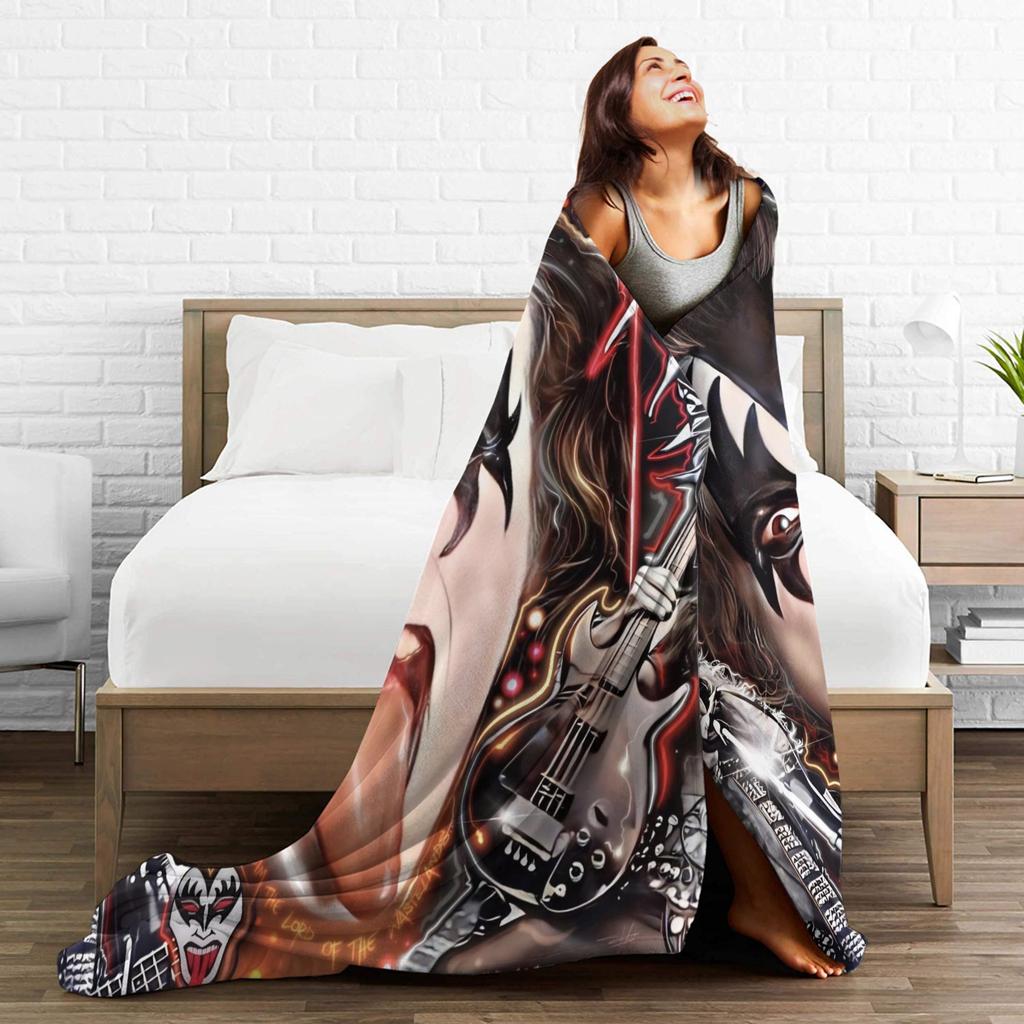 Kiss American Rock Band Blanket  Soft Warm Novelty Plush Throw Blanket For Home Decor Travel Flannel Bedspread Bed Cover