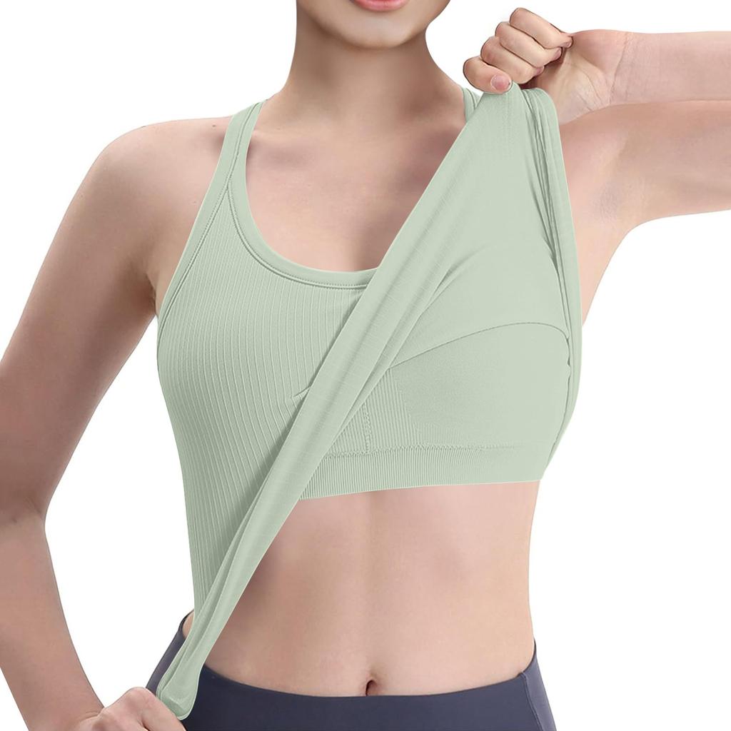 Breathable And Shock-absorbing Sports Bra With Chest Cushion And Herringbone Thread Top For External Wear