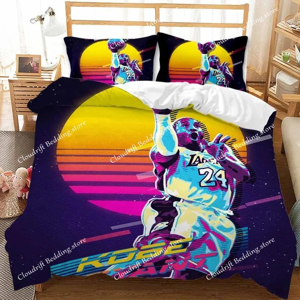Basketball Star Bedding Set with zipper, Polyester 3D Digital Print Boys Girls Double Queen Comforter Cover set And Pillowcase