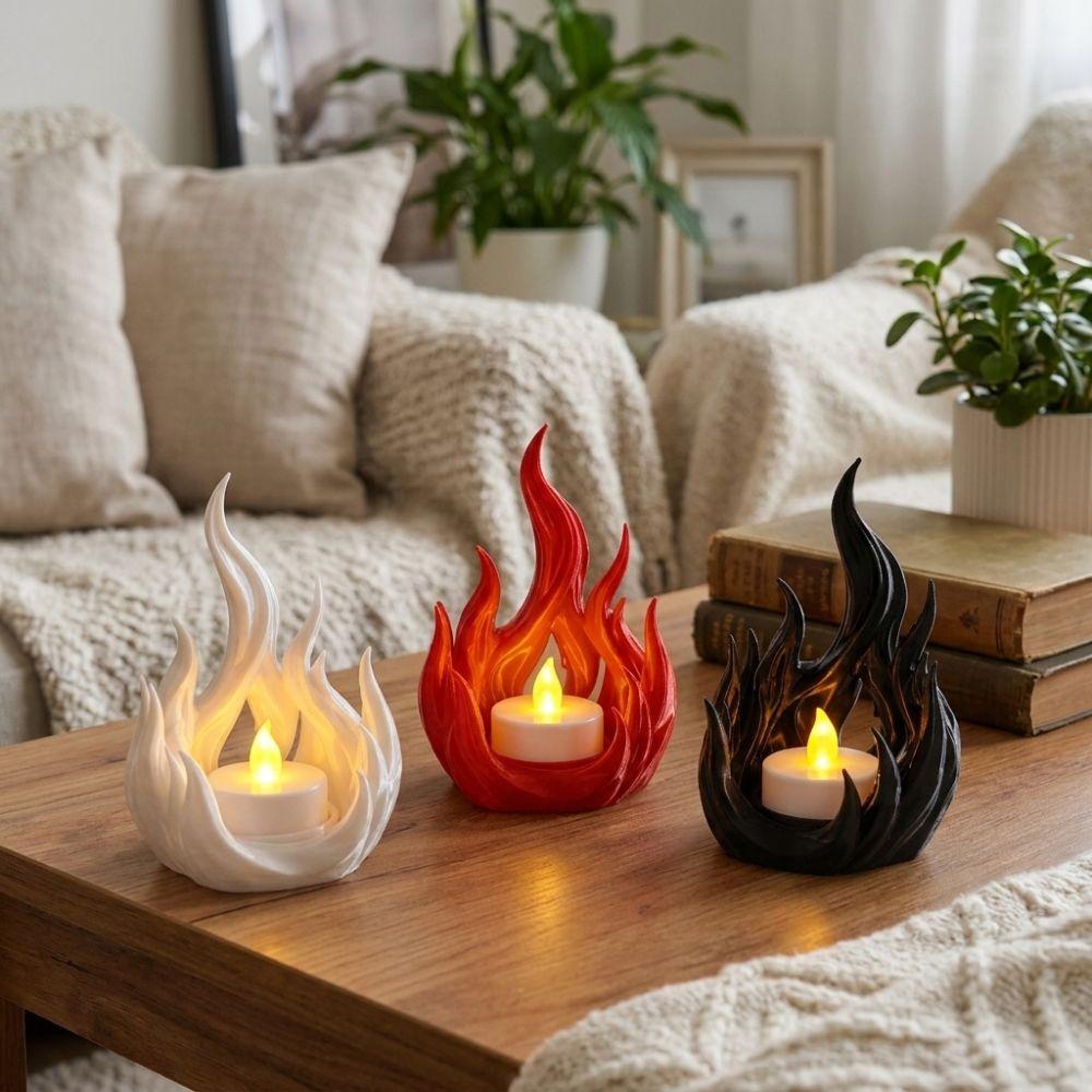 3D Printed Flame Shaped Candle Holder Gothic Dark Style Candlestick Rack Handcraft Retro Aroma Candle Display Tray