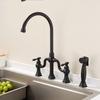 Yibei Antique Brass Kitchen Faucet with Spray Gun