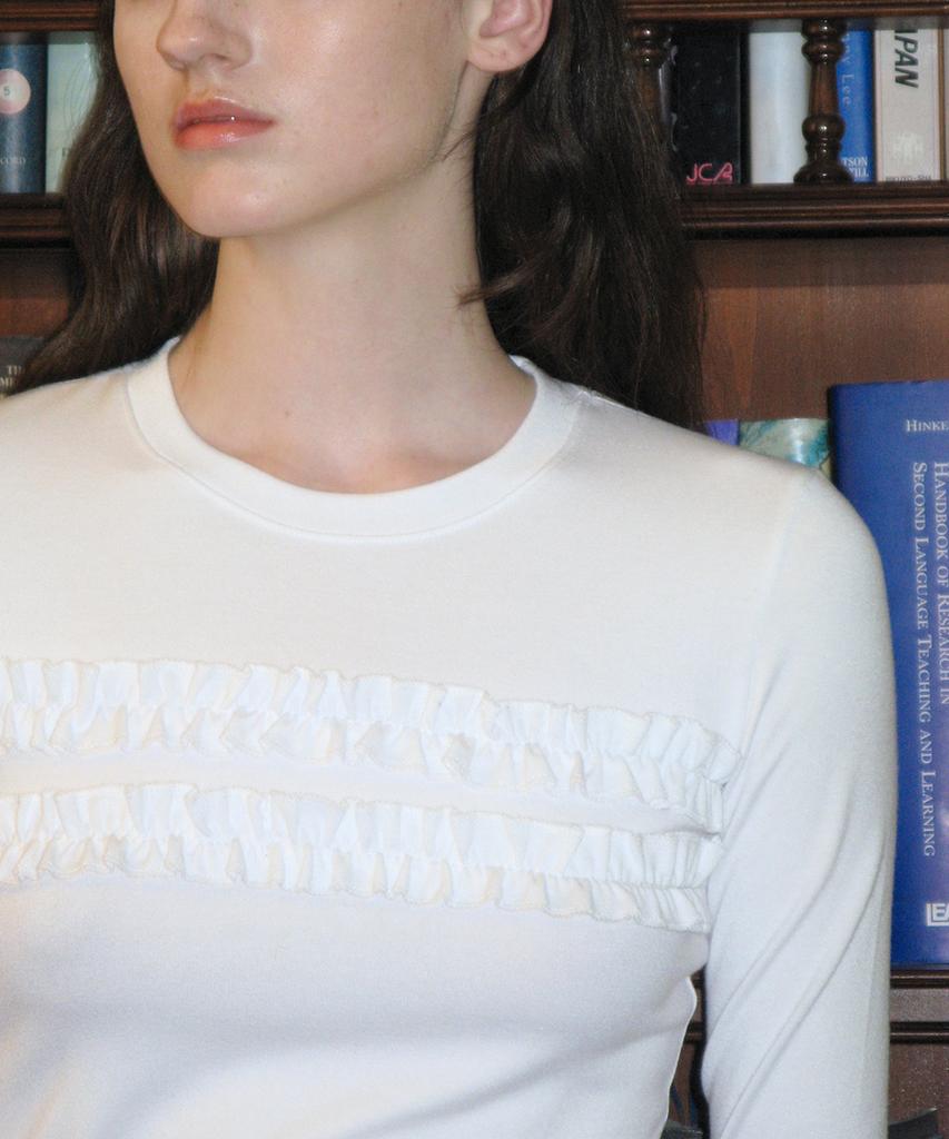 SINOON Ruffle Point Long Sleeve (White)