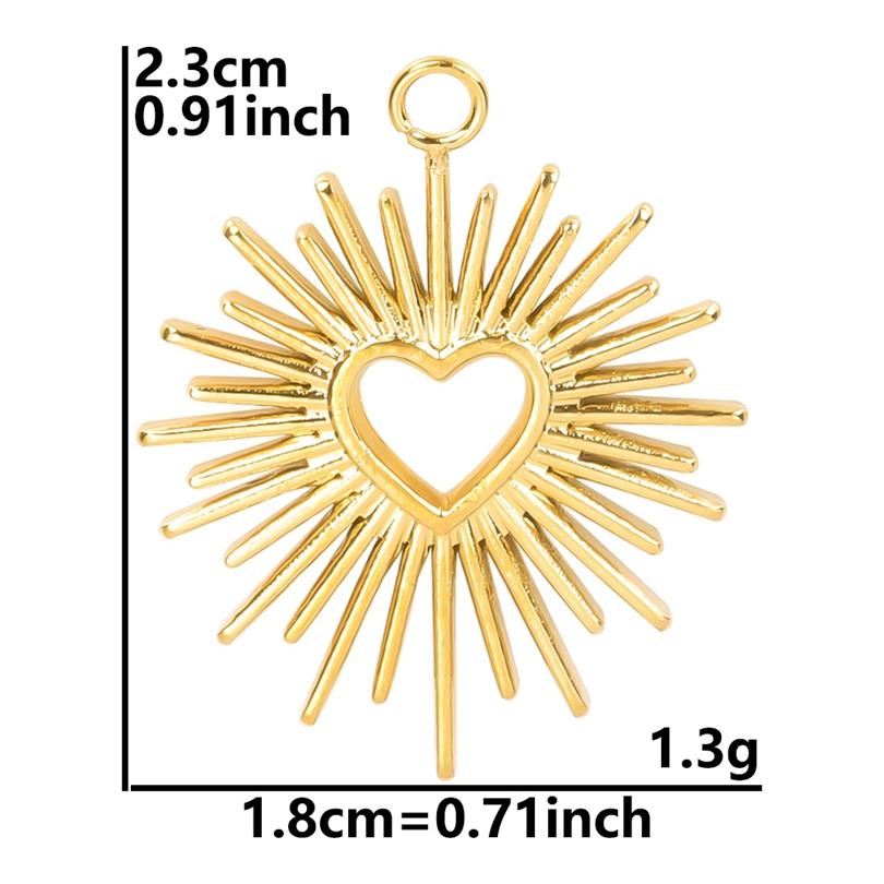 6pcs Real Gold Plated Sun Charms For Jewelry Making Supplies Stainless Steel Charm Pendants Heart Moon Thread Sunshine Material