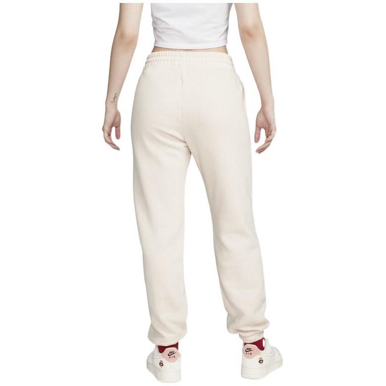 Nike Solid Color Logo Print Drawstring Fleece Joggers Women Bottoms Off-White DV7093-219