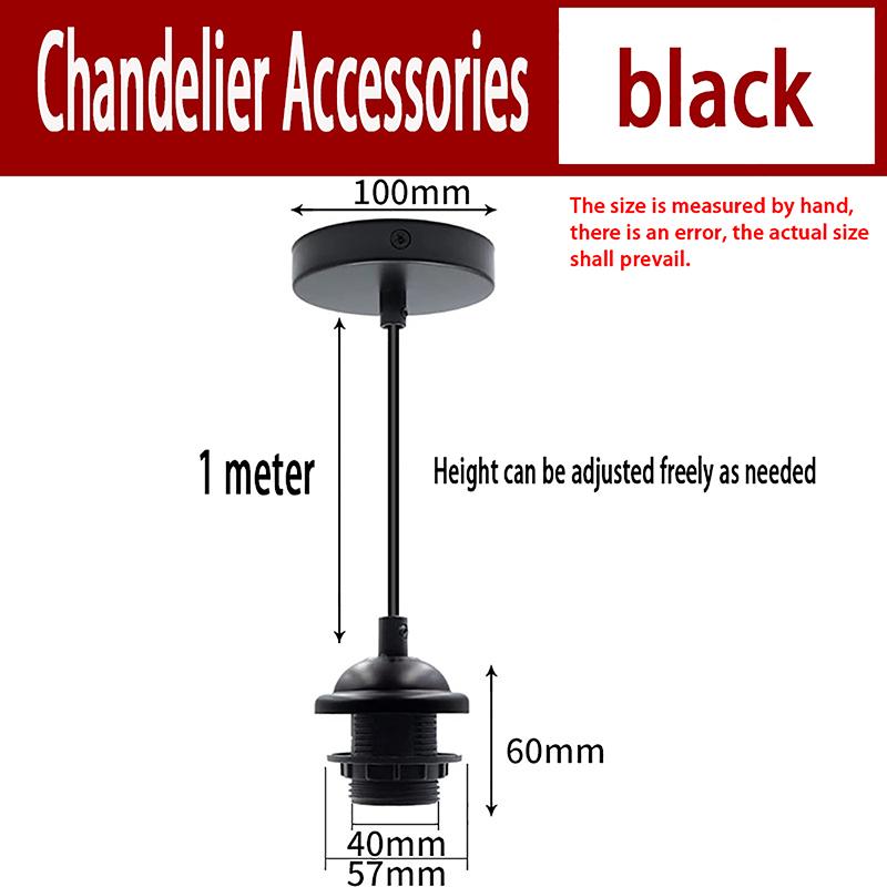 

Винтажная лампа Эдисона E27 с винтовым цоколем, подвесной светильник с полным зубом, подходит для абажура, держателя лампочки, промышленного потолка чёрный