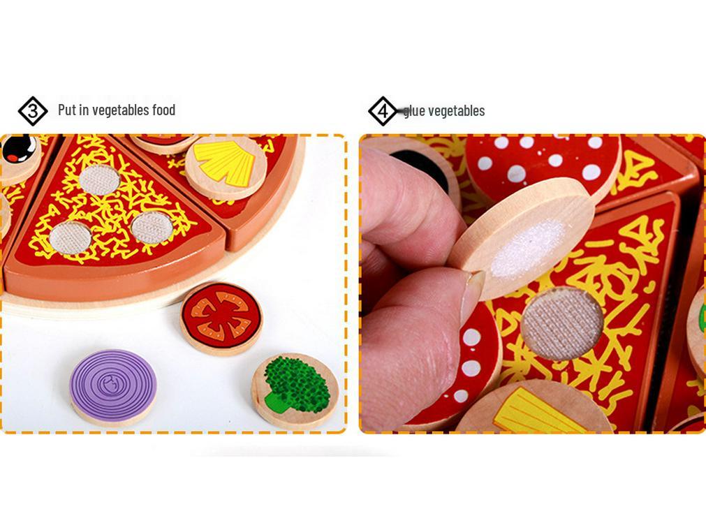 Wooden Play Kitchen Set: Simulated Vegetables, Shiitake Mushrooms, and Pizza Cutting Toy