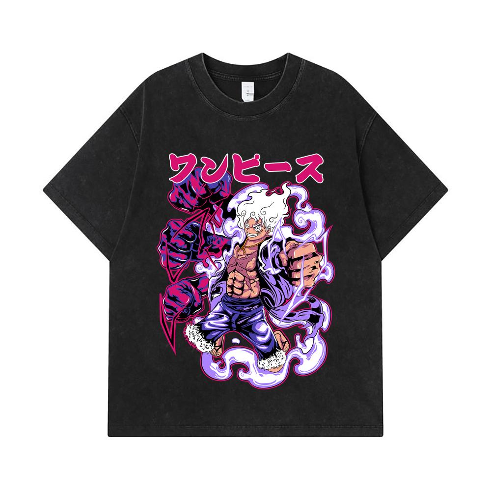 275 GSM Washed T-shirts 100% Cotton One Piece V28 Nika Print Unisex Heavy Cotton T Shirt