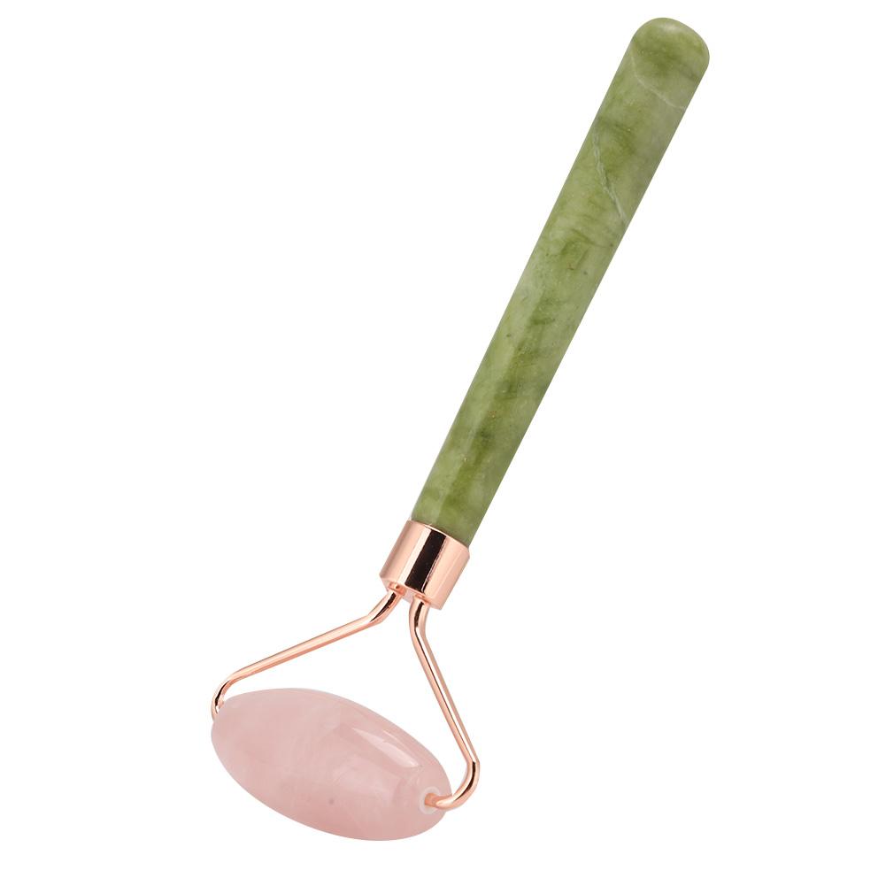 Jadestone Roller Face Massager Skin Tightening Lifting AntiWrinkle Facial Massage Instrument(Pink QuartzJadestone Single Head )