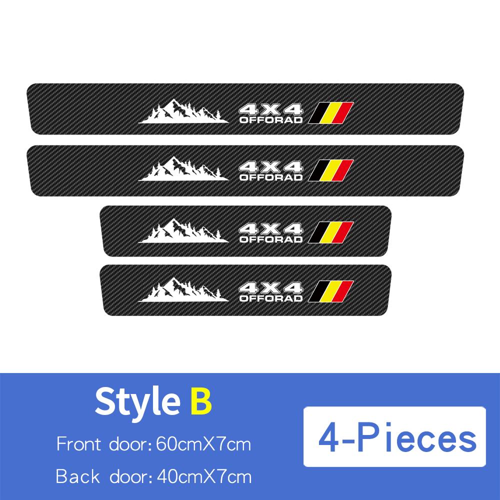 4x4 Car Door Sill Trunk Protector Stickers for Toyota Tacoma TRD 4Runner Tundra Rav4 Highlander Carbon Fibre TRD Offroad Decals