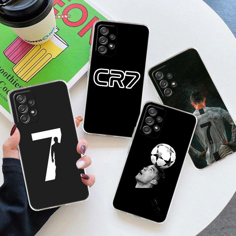 C-R-7-Dark Football Clear Soft Phone Case For Samsung Galaxy A56 A57 A37 A55 A54 A36 A35 A26 A25 A16 A17 A07 A52 A34 A21s Cover