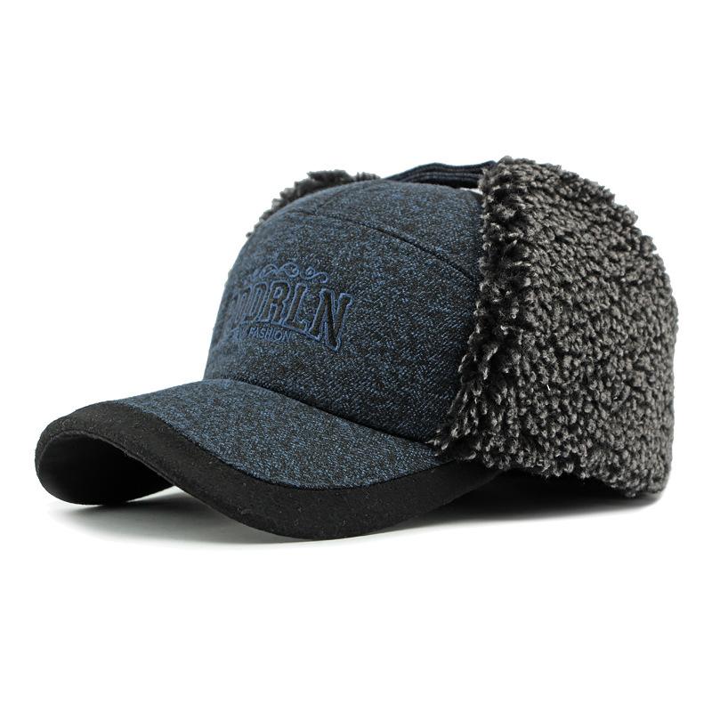 

Мужская зимняя теплая кепка для защиты ушей, мужская бархатная толстая теплая хлопковая кепка, ветрозащитная и морозостойкая бейсболка темно-синий