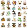 50PCS Waterproof Cartoon Animal Reading Stickers for Kids - Graffiti Decals for Laptops Motorcycles Stationery Toy Decoration