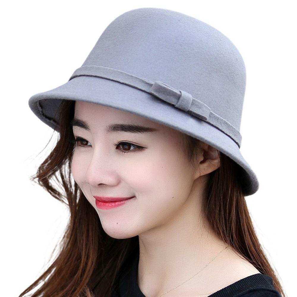 Cap Brim Bowler Fedora Hats Women Vintage Retro Hat Autumn Winter Warm Hat Wool Felt Bucket Cap Church Bowler Cloche Hats