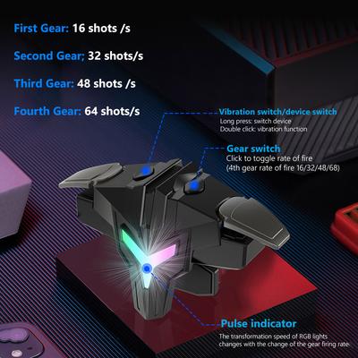 1/2ks RGB/Mechanický 4prstý mobilní herní trigger pro PUBG Impulzní klávesové tlačítko Mobilní herní trigger pro chytrý telefon