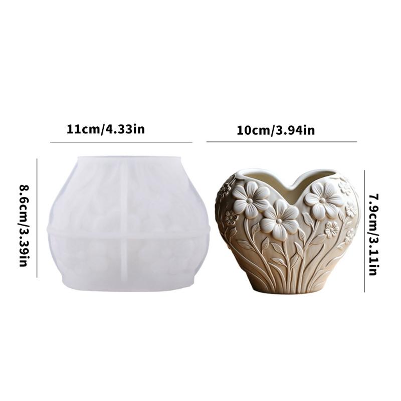 Multifunctional Heart Flower Vessel Silicone Mold for Handmade Home Deck Jewelry Crafting and Artistic Gift Creations