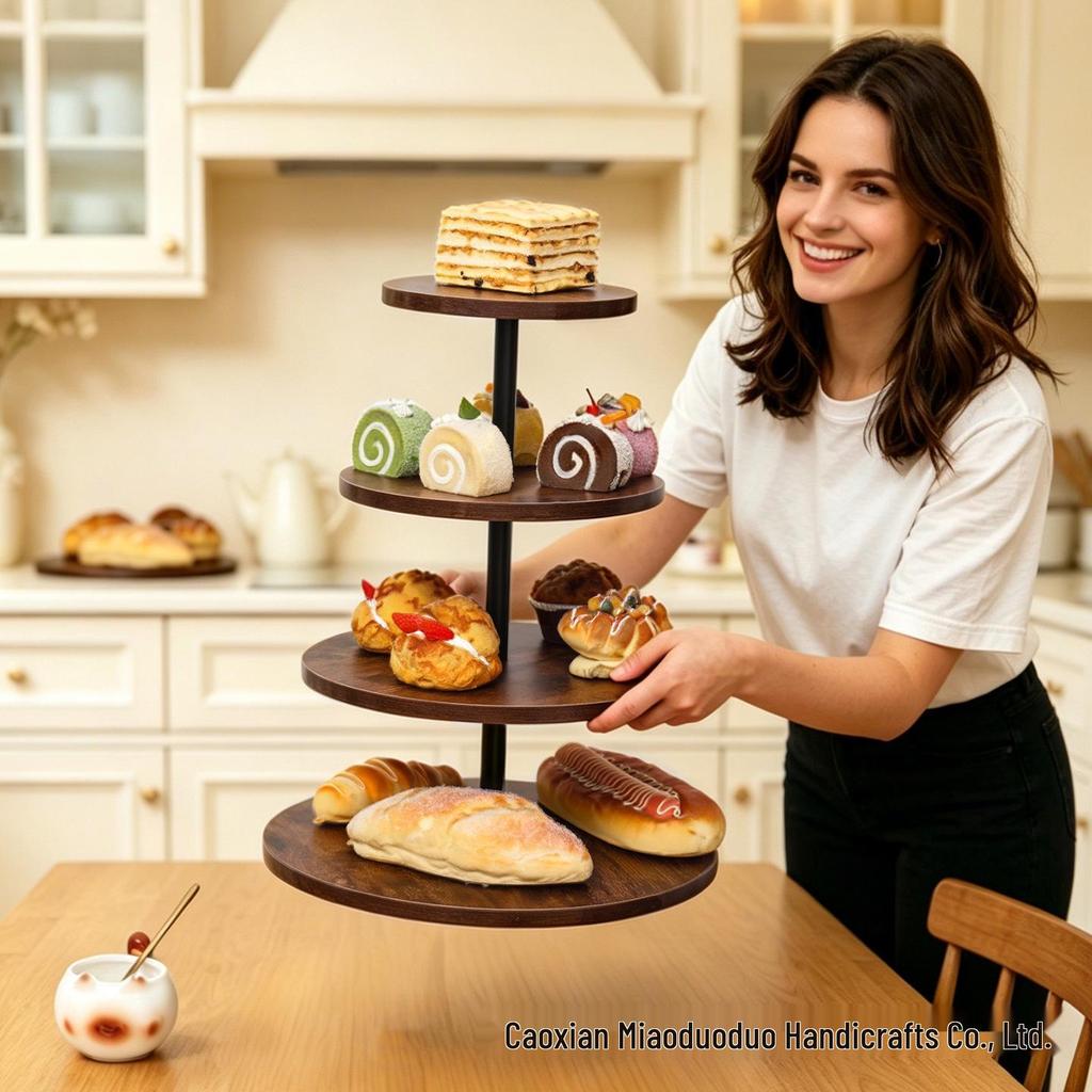 In-stock Rotatable Wooden Multi-layer Cake and Cupcake Display Stand