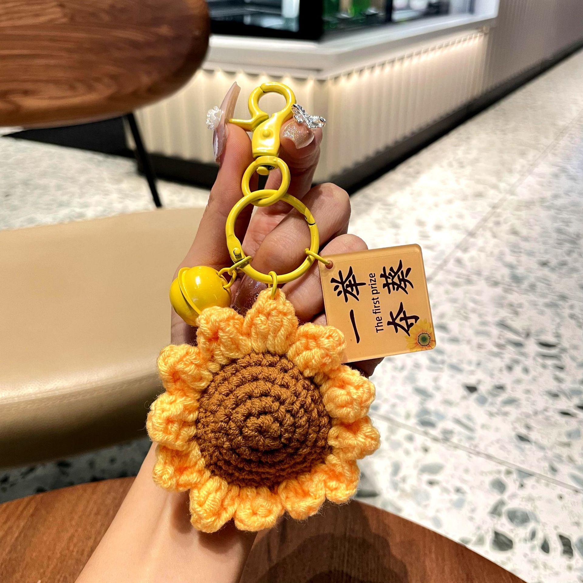 Good Persimmon Peanut Creative Plush Crocheted Pendant Wins Sunflower Hand-Woven Wool Persimmon Bag Keychain Batch In One Fell Swoop