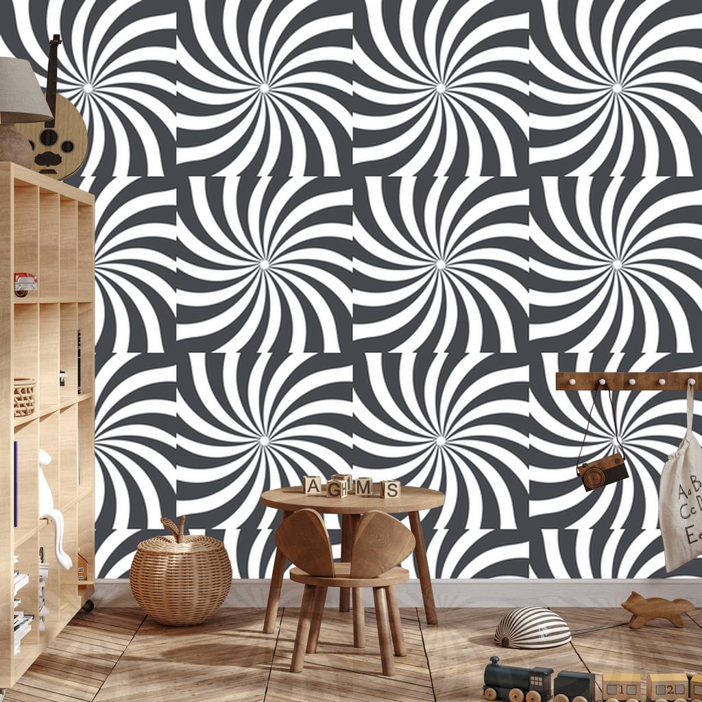 Hippie wallpaper background white and navy blue for living room and bedroom 50x1000