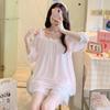 Summer Pajamas Women's Suspenders Short-sleeved Mesh Court Style Princess Lace Loungewear Can Be Worn Outside Real Shots
