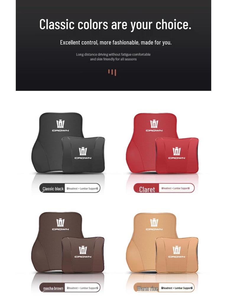 Genuine Leather Headrest & Lumbar Support for Toyota Crown Land Cruiser - Comfortable Neck Support & Decorative Accessory