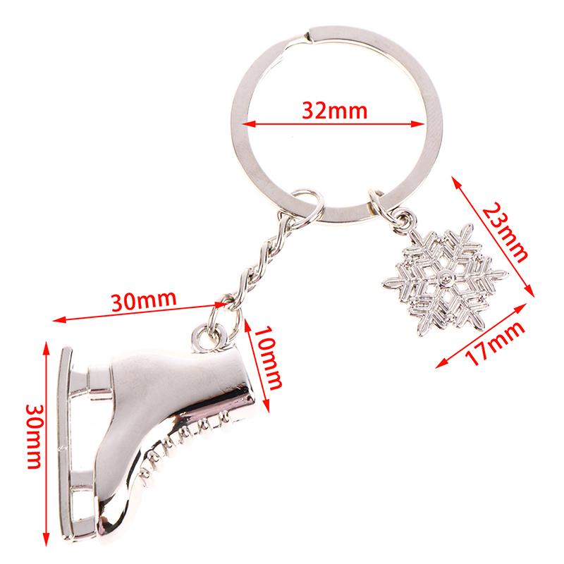 Silver Color Ice Skates Snowflake Pendant Key Ring Skating Key Chain Keychain