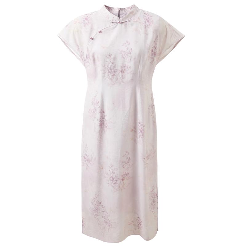 

New Chinese Style Floral Stand-up Collar Dress XL