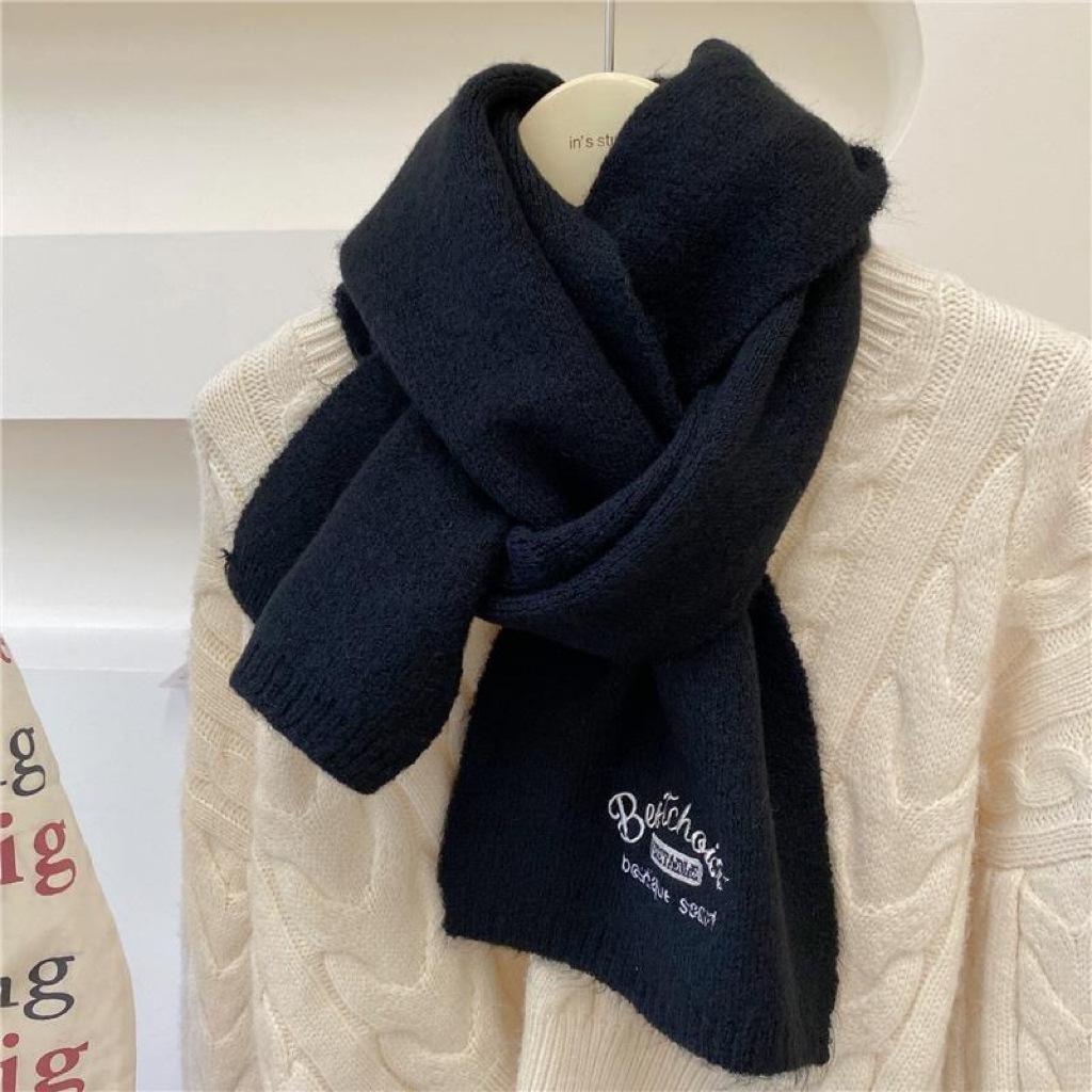 Including Knitted Wool Scarf, Winter Girls' New High-end Korean Version of Versatile Scarf Neck Protection Brown