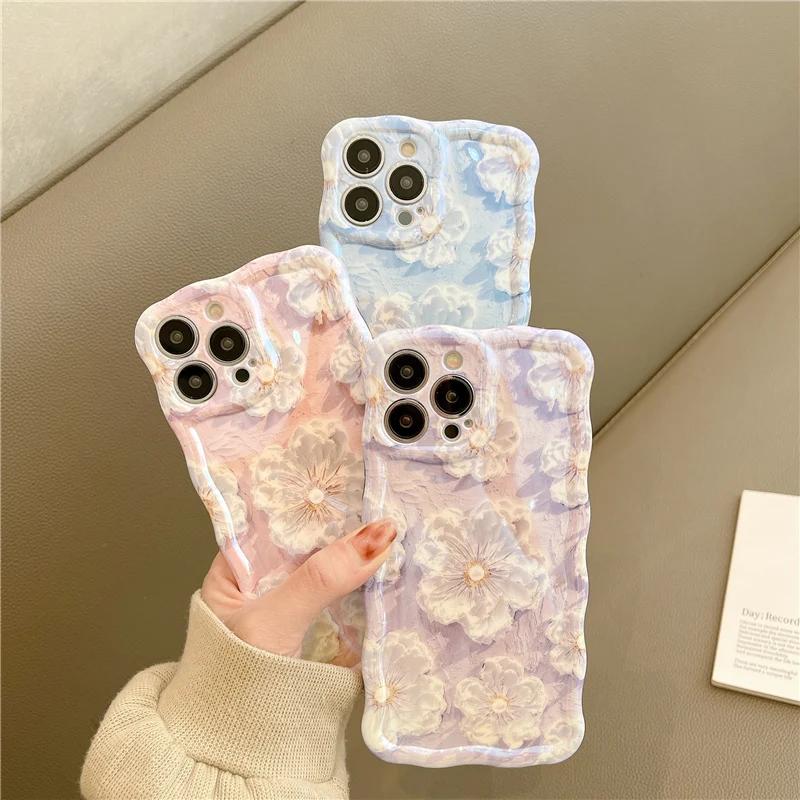 Luxury Laser Flowers Glitter iPhone Case For iPhone 11 12 13 15 16 Pro Max 14 Plus Fashion Soft Silicone Shockproof Bumper Cover