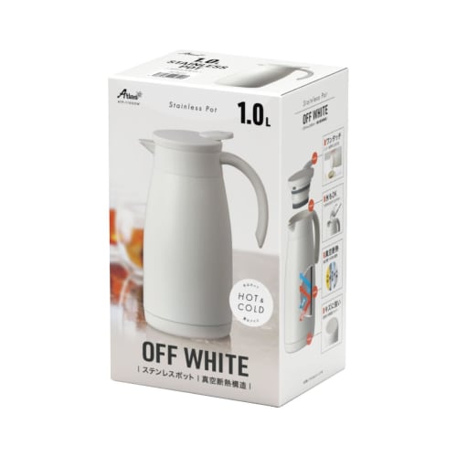 Atlas ATP-1100OW, a lightweight, slim, energy-saving, 1L stainless steel thermos water kettle with double-walled vacuum insulation, easy to clean, and