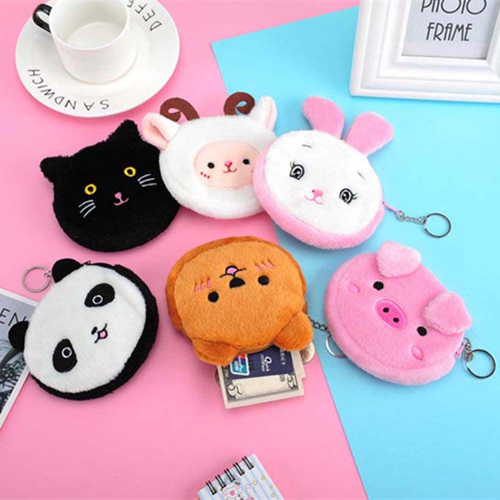 Cute Student Gift Bear Key bag Pig Coin bag Mini Wallet Plush Coin purse Earphone Bag