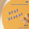 1Pc Glitter French Silver Bow Nail Art Charm 3D  Glass Stone Pearl Bowknots Nail Jewelry Diy Manicure Accessory