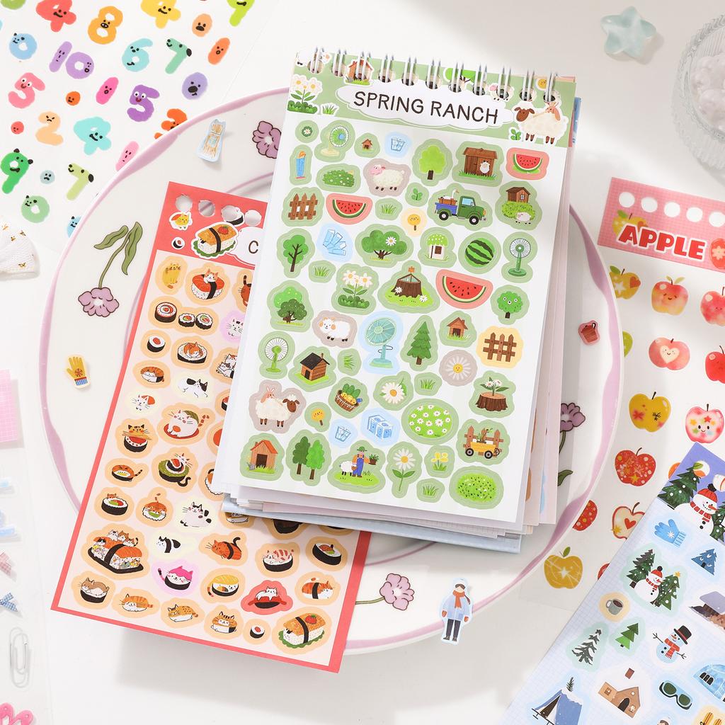 32sheets Cute Stickers Collection Book Kawaii Children's Cartoon Die Cutting Stickers Book Creative Decor DIY Scrapbook Material