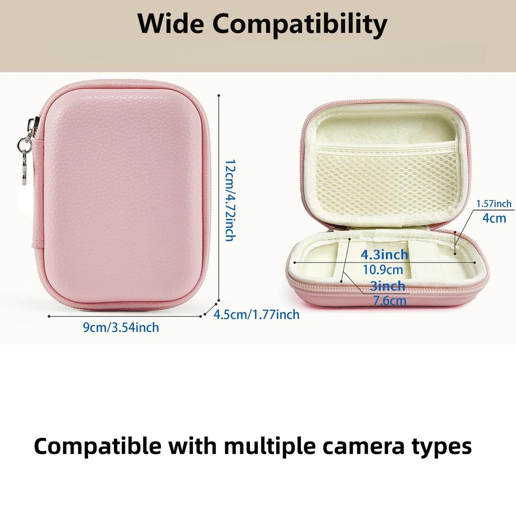 1PC Digital Camera Case for CAMKORY, Small Travel Compact Camera Holder with Mesh Pocket for Accessories SD Card