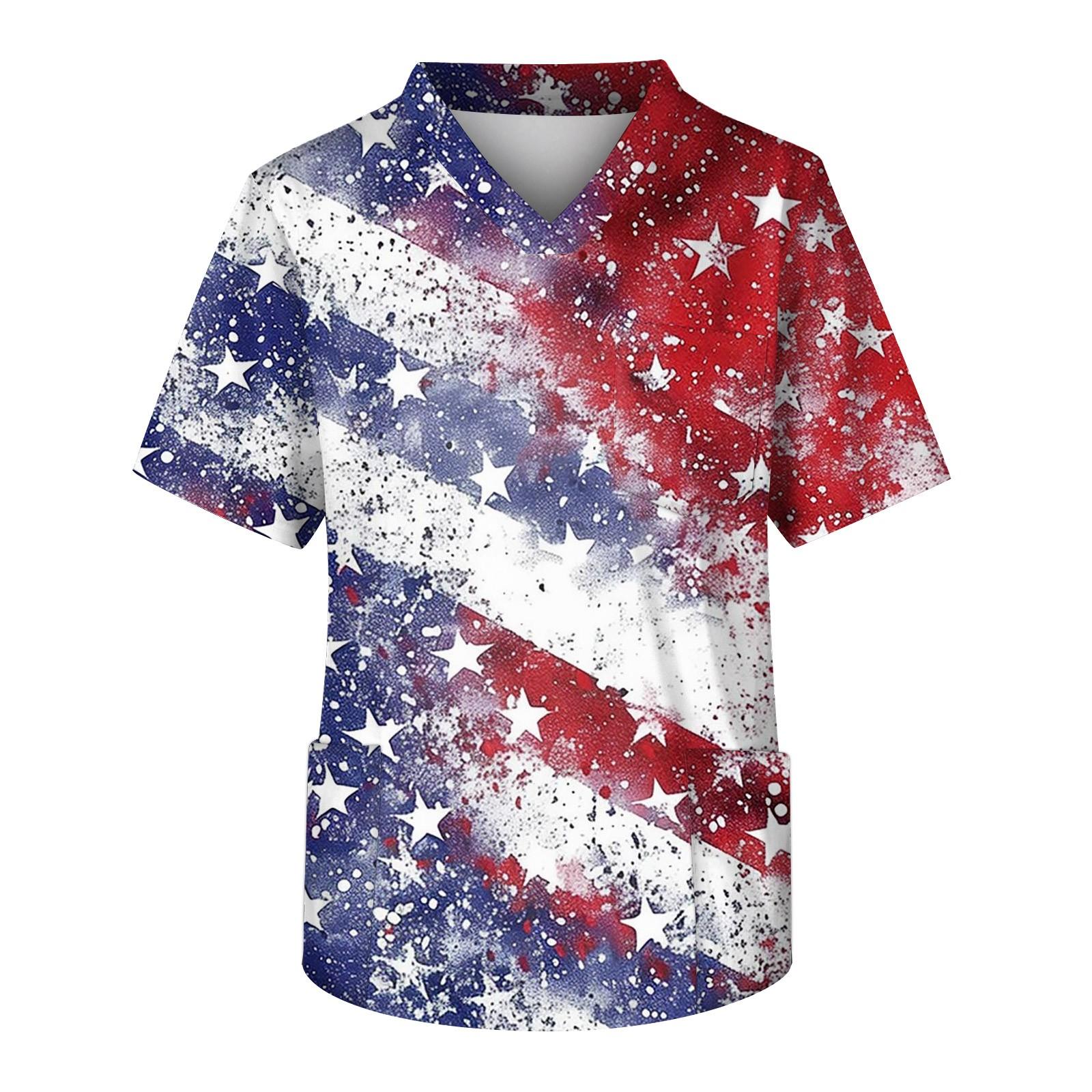 

Мужской топ с короткими рукавами и V-образным вырезом в честь Дня независимости и нагрудным карманом XL белый