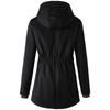 Women's Plush Jacket, Casual Solid Color Hooded Drawstring Jacket