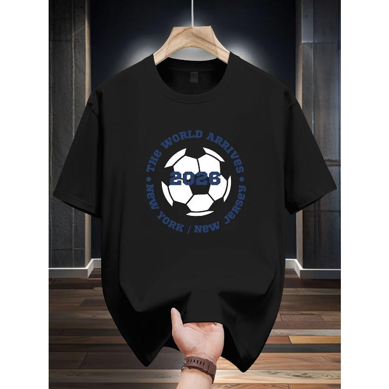 European Size 2DFootballTeeMen Retro 2D Soccer T-Shirt, Casual Sports Top, Crew Neck, Slight Stretch Fabric, Perfect for Weekend Casual