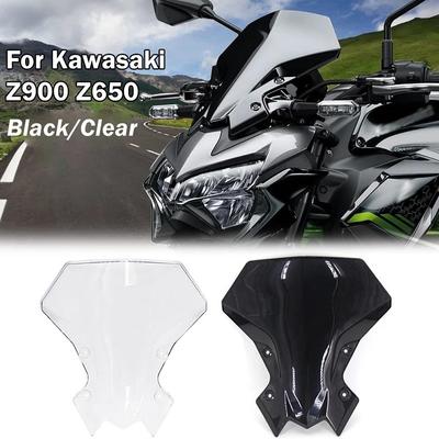Motosiklet Ön Cam Kawasaki Z900 2020-2023 İçin Ön Rüzgar Kalkanı Ekran Saptırıcı Siyah/Şeffaf