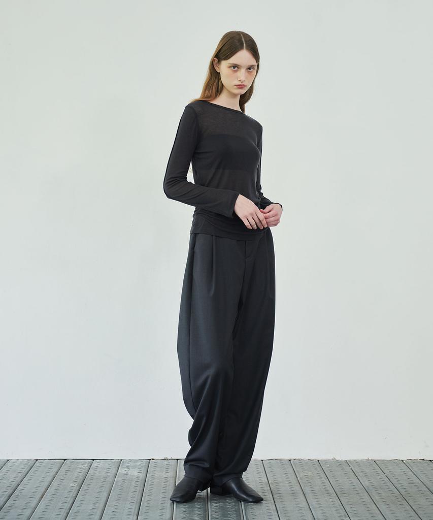 38 Come On Common Curve Wide Slacks (Charcoal)