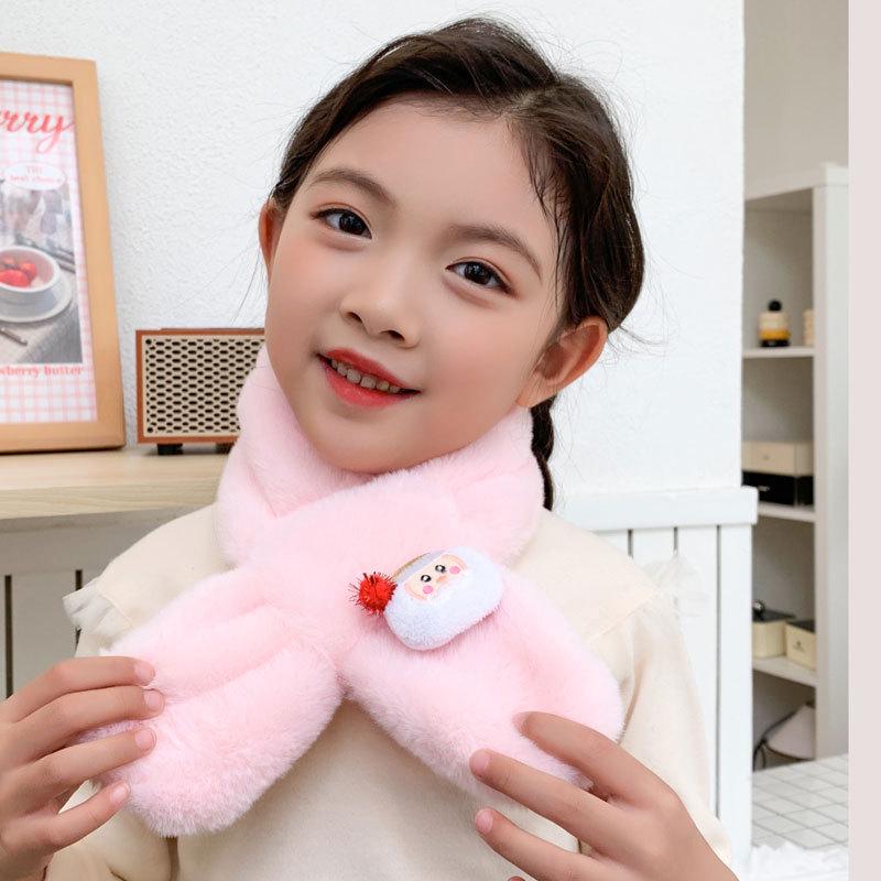 Children's Cute Cartoon Plush Neck Gaiter - Imitation Rabbit Fur, Warm and Versatile for Autumn and Winter