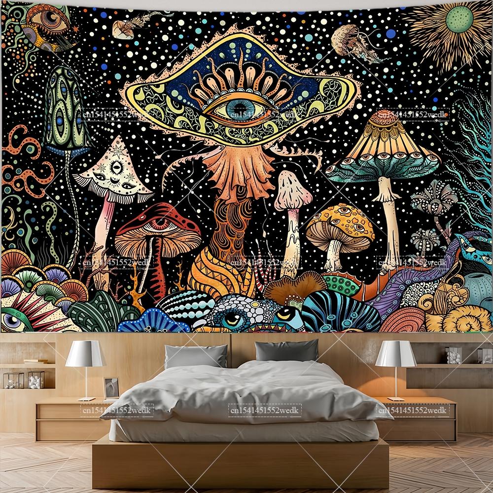 Trippy Mushroom Tapestry Wall Hanging Sea Creatures Landscape Tapestry Bedroom Decor Aesthetic Wallpapers Decorative Tapestries
